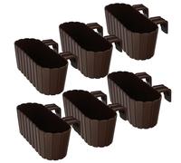 KOTARBAU® 6 Pezzi Fioriera da Esterno - Vasi per Piante da Esterno - 40 x 15 x 15 cm - Fioriera da Balcone - Rettangolare - PVC - Marrone - con Supporto - Leggera - Decorazione Balcone