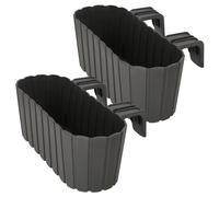 KOTARBAU® Balkonkasten Oval Rustikal Grau 400 mm, 2 Stück, für Balkongeländer