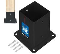 KOTARBAU® Boccola a vite 90 x 90 mm, supporto per pali quadrati in legno, pali da pavimento, supporto per recinzione, manicotto, piastra di base, ancoraggio zincato a caldo, verniciato a polvere