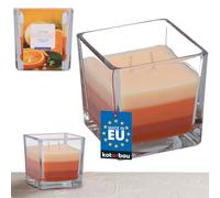 KOTARBAU® Candela profumata a 2 stoppini in vetro arancionecandela due stoppini tricolore idea regalo aromaterapia decorazione candele durata fino a 32 ore