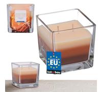 KOTARBAU® Candela profumata a 2 stoppini in vetro cannella arancione candela due stoppini tricolore idea regalo aromaterapia decorazione candele durata fino a 32 ore