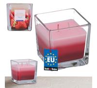 KOTARBAU® Candela profumata a 2 stoppini in vetro fragola candela due stoppini tricolore idea regalo aromaterapia decorazione candele durata fino a 32 ore