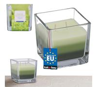 KOTARBAU® Candela profumata a 2 stoppini in vetro tè verde candela due stoppini tricolore idea regalo aromaterapia decorazione candele durata fino a 32 ore