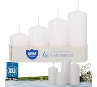 KOTARBAU® Candele a stelo, candele a colonna, candele a blocco, set da 4 pezzi, bianco