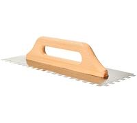 KOTARBAU® Cazzuola dentata in acciaio inox, 480 mm, con manico in legno (10 x 10 mm)