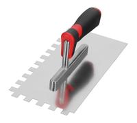 KOTARBAU® Cazzuola lisciante in acciaio inox con dentatura, 12 x 12 mm, spatola dentata per la posa di piastrelle, disco lisciante, spatola in acciaio inox con impugnatura morbida, indispensabile per
