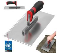 KOTARBAU® Cazzuola lisciante in acciaio inox con dentatura, 6 x 6 mm, spatola dentata per la posa di piastrelle, piastra lisciante, spatola in acciaio inox con impugnatura morbida, indispensabile per