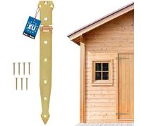 KOTARBAU® Cerniera 300 mm per porta e cancello, nastro zincato, cerniera a croce, superiore in acciaio inossidabile, decorativa dorata