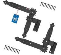 KOTARBAU® Cerniera angolare 250 x 230 mm con morsetti nastro angolare nastro per porte nastro per cancelli rivestimento a polvere nero, nastro per finestre angolare hardware di costruzione