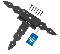 KOTARBAU® Cerniere a T da 150 mm, con gancio a croce, in acciaio verniciato a polvere, colore nero, per porta in legno, per porte e porte