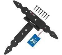 KOTARBAU® Cerniere a T nere, 200 mm, con gancio a croce, in acciaio verniciato a polvere, per porta in legno, per porte di negozio, per porte pesanti