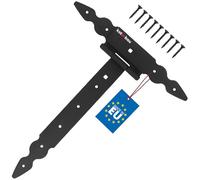 KOTARBAU® Cerniere a T nere, lunghezza: 300 mm, gancio a croce, in acciaio verniciato a polvere, per porta in legno, per porta di carico, per porte, per cancello da giardino, cerniere