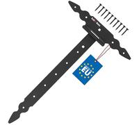 KOTARBAU® Cerniere a T nere, lunghezza: 400 mm, gancio a croce, in acciaio verniciato a polvere, per porta in legno, per porta di carico, per porte, per cancello da giardino, cerniere