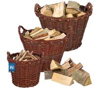 KOTARBAU® Cesto Portaoggetti - Cesto Vimini - con Manici - Vimini Naturale - Ø 30 cm + Ø 40 cm + Ø 50 cm - Marrone - Cesta Porta Legna - per Frutta & Verdura - Giocattoli - Decorazione Casa