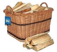 KOTARBAU® Cesto Vimini - Cesta Porta Legna Camino - 55 x 45 cm - Bicolore - Cestino in Vimini con Manico - Cesta Legna - Rustico - Robusto - per Interni