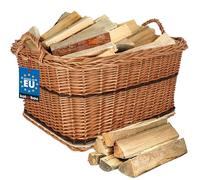 KOTARBAU® Cesto Vimini - Cesta Porta Legna Camino - 60 x 50 cm - Bicolore - Cestino in Vimini con Manico - Cesta Legna - Rustico - Robusto - per Interni