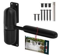 KOTARBAU® Chiudiporta automatico per cancello da giardino 120x30mm, chiudiporta esterno per cancello da giardino in acciaio con rivestimento a polvere nero, chiudiporta per porta interna, porta