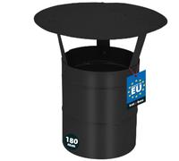 KOTARBAU® Comignolo Antivento - Comignolo Canna Fumaria - Acciaio Zincato e Verniciato a Polver - ø 180 mm - Nero - Terminale Canna Fumaria - Cappello per Camino - Fumaiolo Stufa a Pelle