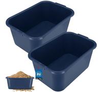 KOTARBAU® Set di 2 secchi per malta rettangolari, 45 l, in plastica, colore blu scuro, per malta