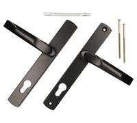 KOTARBAU® Coppia di manopole 90 mm con targa lunga nera per cilindri profilati, moderni, universali