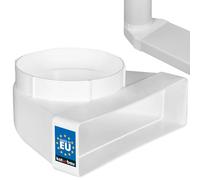 KOTARBAU® Deflettore a canale piatto 90° per canale di ventilazione rotondo-angolare, passaggio 110 x 55 mm, connettore di plastica Ø 100 mm, bianco, raccordo angolare per canale di scarico e