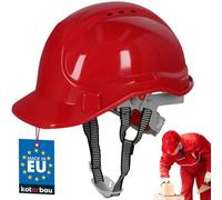 KOTARBAU® Elmetto Antinfortunistica - Plastica - Rosso - Casco da Lavoro - Regolabile - Casco Cantiere - con Sottogola - Caschetto Cantiere - Sicurezza
