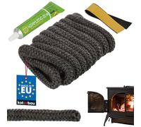 KOTARBAU Filo di tenuta per stufa, 2,5 m, cavo in fibra di vetro, diametro 14 mm, adesivo resistente al calore, guarnizione per camino, set di riparazione, guarnizione per stufa, filo di tenuta del