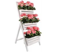 KOTARBAU® Fioriera a scaletta con inserto a 3 ripiani per piante, per interni ed esterni, in legno, 46 x 58 x 105 cm, colore: bianco
