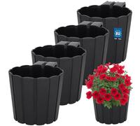 KOTARBAU® Fioriera da Balcone, Fioriera da Esterno ⌀ 15 cm, Con Supporto | 4 Pezzi, Vaso per Piante da Esterno, Vaso Fiori, Vasi per Piante da Esterno in Plastica, Antracite