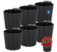 KOTARBAU® Fioriera da Balcone, Fioriera da Esterno ⌀ 15 cm, Con Supporto | 6 Pezzi, Vaso per Piante da Esterno, Vaso Fiori, Vasi per Piante da Esterno in Plastica, Antracite