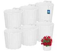 Vaso da fiori per balcone con manico sospeso, bianco, 15 cm, 6 pezzi