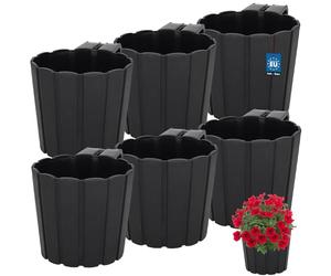 KOTARBAU® Fioriera da Balcone, Fioriera da Esterno ⌀ 15 cm, Con Supporto | 6 Pezzi, Vaso per Piante da Esterno, Vaso Fiori, Vasi per Piante da Esterno in Plastica, Antracite