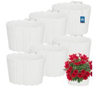 KOTARBAU® Fioriera da Balcone, Fioriera da Esterno 20x14 cm, Con Supporto | 6 Pezzi, Vaso per Piante da Esterno, Vaso Fiori, Vasi per Piante da Esterno in Plastica, Bianco