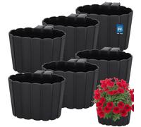 KOTARBAU® Fioriera da Balcone, Fioriera da Esterno 20x14 cm, Con Supporto | 6 Pezzi, Vaso per Piante da Esterno, Vaso Fiori, Vasi per Piante da Esterno in Plastica, Antracite