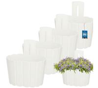 KOTARBAU® Fioriera da Esterno, 20x14x13 cm, Fioriera da Balcone, Vaso Fiori | 4 Pezzi, Vasi per Piante da Esterno, Vaso Rettangolare da Esterno in Plastica, Bianco
