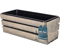 KOTARBAU® Fioriera in legno grigio con inserto in plastica, 40 x 18 x 15 cm