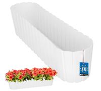 KOTARBAU Fioriera ovale da balcone, 60 x 14 x 13 cm, colore bianco, per balcone e terrazza, vaso per piante da balcone e giardino, stile rustico