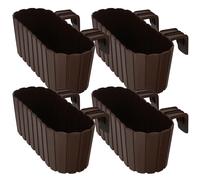 KOTARBAU® 4 Pezzi Fioriera da Esterno - Vasi per Piante da Esterno - 40 x 15 x 15 cm - Fioriera da Balcone - Rettangolare - PVC - Marrone - con Supporto - Leggera - Decorazione Balcone