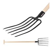 KOTARBAU® Forcella in acciaio con 5 denti di colore nero, per giardinaggio, forca di letame