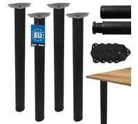 KOTARBAU® Gambe da tavolo in metallo nero, set da 4 pezzi, Ø 60 mm, altezza: 71 cm, gambe da tavolo, in metallo, acciaio, altezza 74,5 cm, piedini da scrivania, rotonde