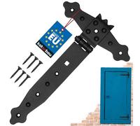 KOTARBAU® Gancio a croce nero, 200 mm, cerniera nera, piastra per porta, collegamento in legno, verniciato a polvere, cerniera per porta esterna