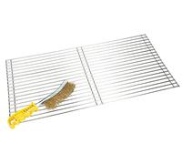 KOTARBAU® Griglia in acciaio inox rettangolare con nome e spazzole in acciaio per la pulizia (68 x 40 cm)
