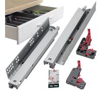 KOTARBAU® Guide per cassetti 3D, montaggio a pavimento, completamente estraibili, con chiusura morbida, 300 mm, in acciaio, per cassetti, telescopiche, montate nella parte inferiore (1 paio/2 pezzi)