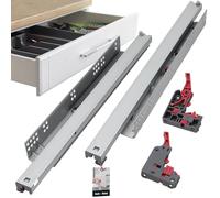 KOTARBAU® Guide per cassetti 3D, montaggio a pavimento, completamente estraibili, con chiusura morbida, 500 mm, in acciaio, telescopiche, montate nella parte inferiore (1 paio/2 pezzi)