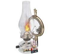 KOTARBAU® Lampada a petrolio in vetro con specchio, in ottone antico, lampada da campeggio, lampada a olio di petrolio, lampada a cherosene, lanterna vintage, lampada da campeggio, balcone, accessori