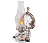 KOTARBAU Lampada a petrolio in vetro con specchio, lampada da campeggio in rame anticato, lanterna vintage, accessori da balcone per interni