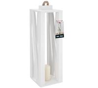 KOTARBAU® Lanterna in legno bianca 13,5 x 13,5 x 42 cm Lanterna da giardino in legno Lanterna per interni ed esterni per soggiorno per fiori e candele per matrimonio