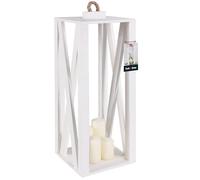 KOTARBAU® Lanterna in Legno Bianca 20 x 20 x 50 cm Lanterna da Giardino in Legno Lanterna per Interni ed Esterni per Soggiorno per Fiori e Candele Lanterne per Matrimonio