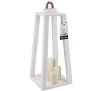 KOTARBAU® Lanterna in legno bianco, 20 x 20 x 41 cm, lanterna da giardino in legno, per esterni e interni, per soggiorno, per fiori e candele, lanterne per matrimoni