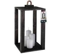 KOTARBAU® Lanterna in legno nero, 20 x 20 x 34,5 cm, lanterna da giardino in legno, per interni ed esterni, lanterna per soggiorno, per fiori e candele di matrimonio